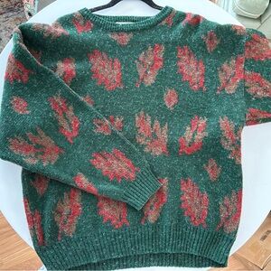 Leaf Pattern Green and Red Sweater